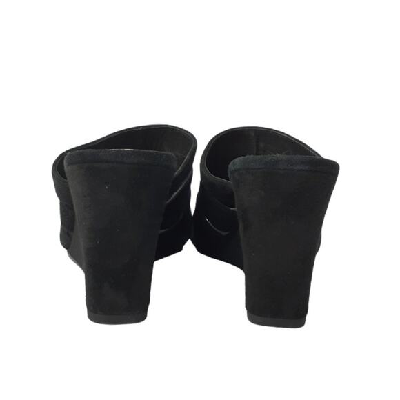 Halogen Annabelle Suede Slide Wedge Sandals Black Slip On Casual Open Toe - Picture 6 of 10